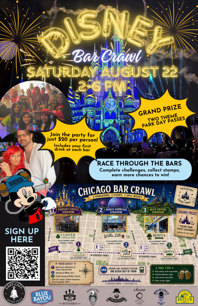 August 22, 2026 | Disney Bar Crawl | Clover Lincoln Park